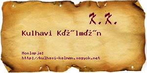 Kulhavi Kálmán névjegykártya